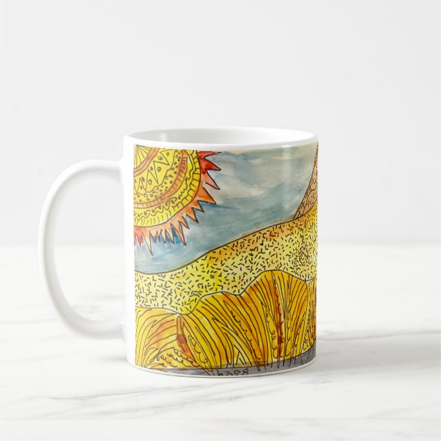 Aquarelle de marais sur une tasse de café (Gauche)
