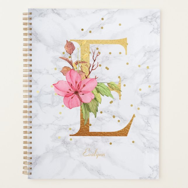 Aquarelle de marbre moderne Golden Monogram LETTRE (Devant)