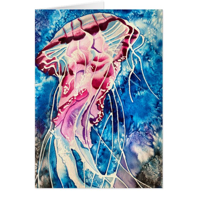 Aquarelle de méduse art océanique (Devant)
