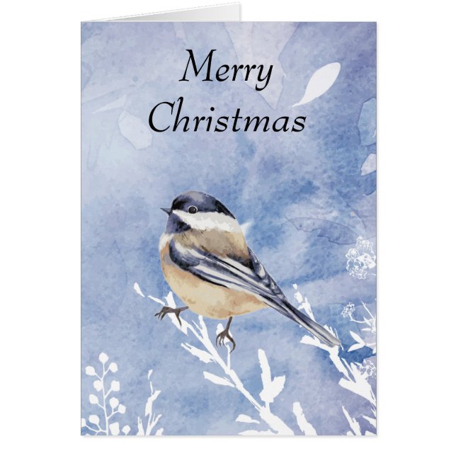 Aquarelle de Noël Bichadee Oiseau Joie et Paix (Devant)
