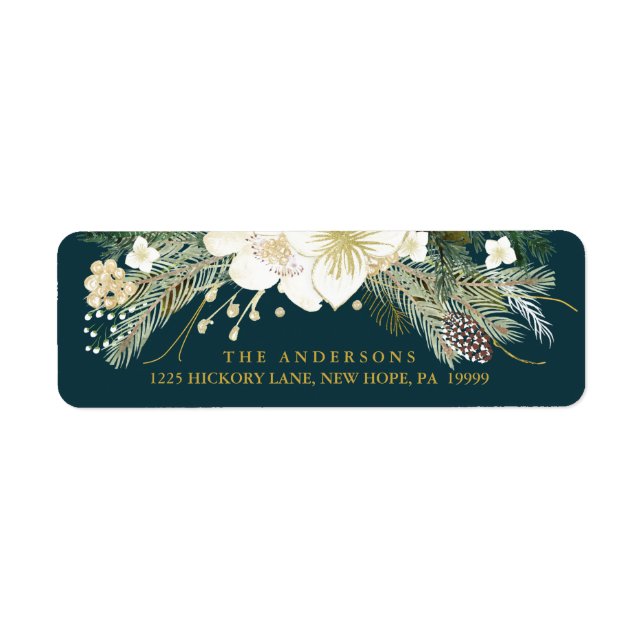 Aquarelle de Noël botanique Adresse de retour (Devant)