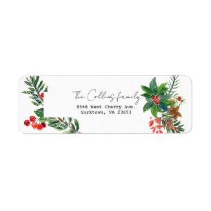 Aquarelle de Noël colorée Holly & Botanical