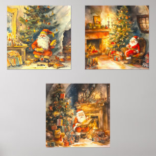 Aquarelle de Noël festive Père Noël