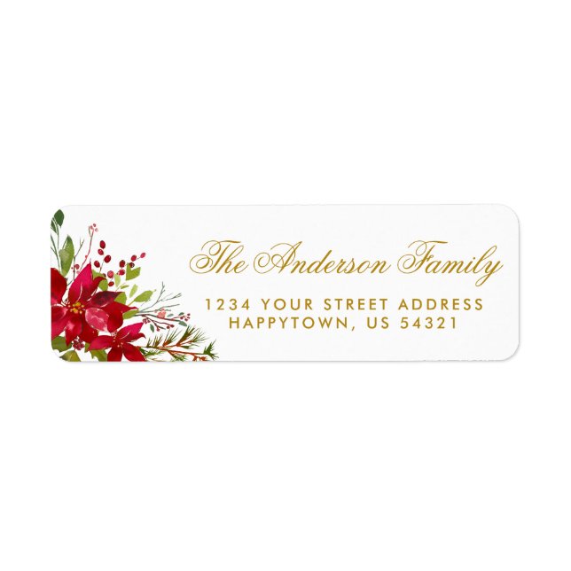 Aquarelle de Noël Floral Poinsettia Or (Devant)