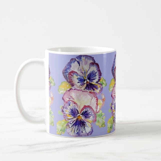 Aquarelle de Pansky Motif floral Lilac Purple Mug (Gauche)