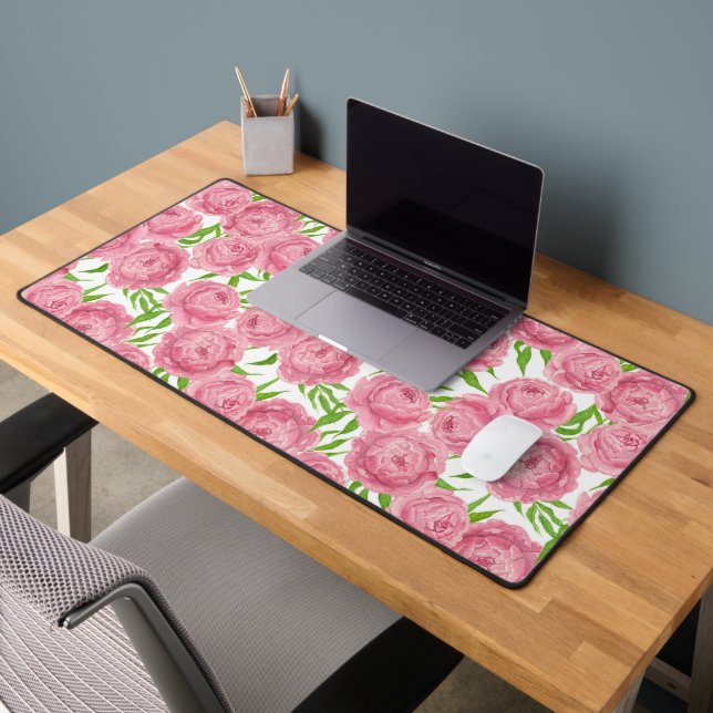 Aquarelle de pivoines roses (Bureau 2)