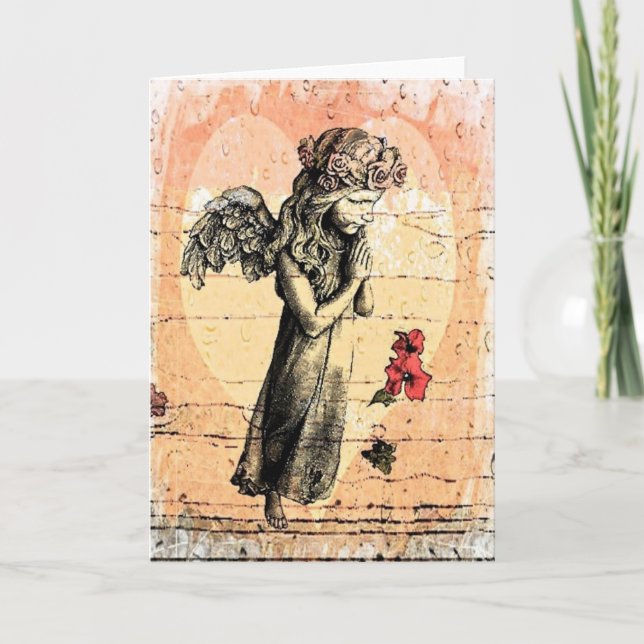 Aquarelle de prière de coeur de carte de voeux (Devant)