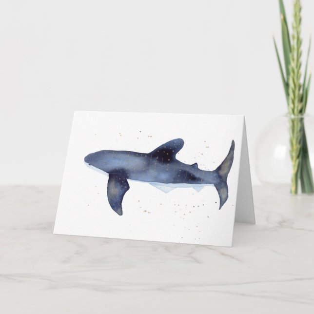 Aquarelle de requin de baleine avec carte de bille (Devant)