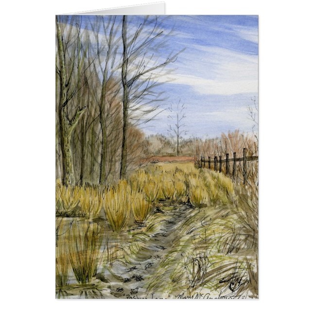 Aquarelle de ruelle de pâturage "début mars" (Devant)
