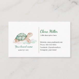 Aquarelle de tortue carte de visite or vert