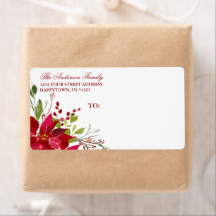 Aquarelle de vacances Floral Poinsettia Red Mailin