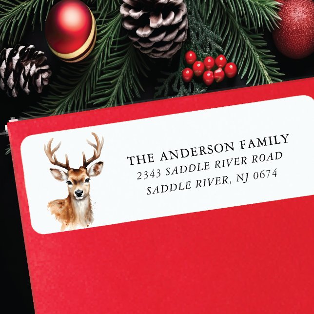 Aquarelle Deer Adresse de retour (Créateur téléchargé)