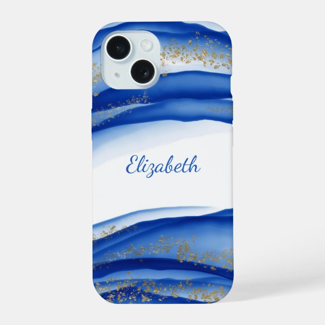 Aquarelle d'encre blanche bleu or personnalisée (Verso)