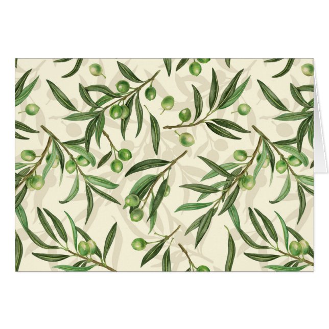 Aquarelle des branches d'olive (Devant horizontal)