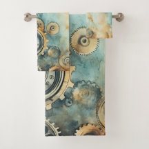 Aquarelle des engrenages Steampunk - Horloge