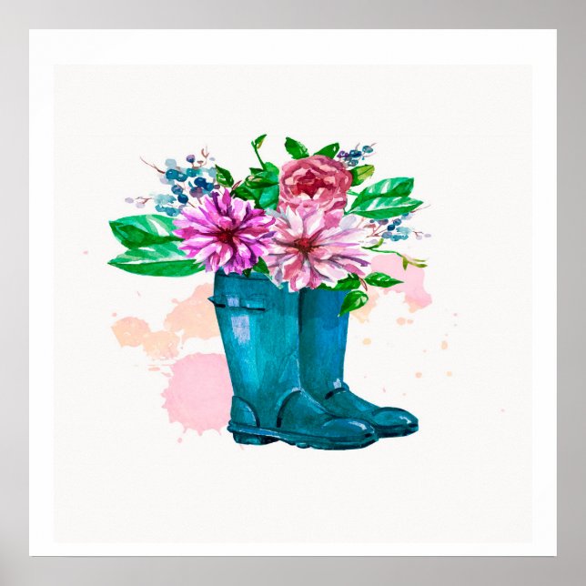 Aquarelle des pousses florales - Impression d'art  (Devant)