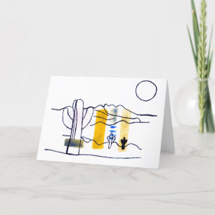 Aquarelle Desert Scene + Carte d'encre