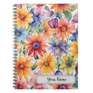 Aquarelle Design floral Carnet photo spirale