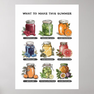 Aquarelle d'été colorée Mason Jar Poster alimentai