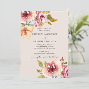 Aquarelle d'été Floral Garden Mariage Invitation