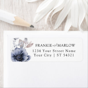 Aquarelle d'hiver bleu Floral Adresse de retour
