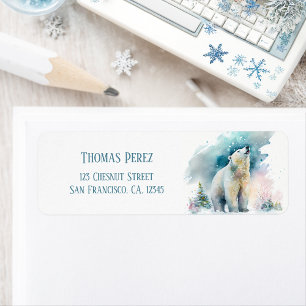 Aquarelle d'hiver pour enfants Ours polaire Adress