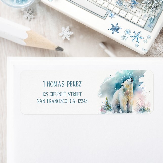 Aquarelle d'hiver pour enfants Ours polaire Adress (Créateur téléchargé)
