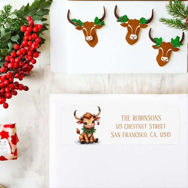 Aquarelle d'hiver Texas Longhorn Calf Garland (Créateur téléchargé)