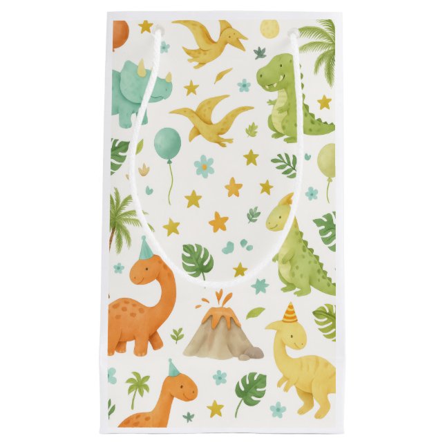Aquarelle Dinosaur Motif Favoriser le sac de fête (Devant)