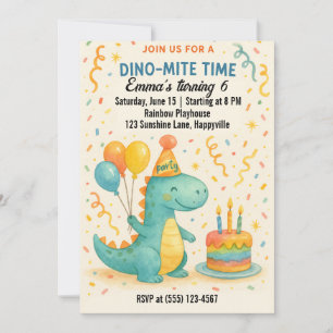 Aquarelle Dinosaure Invitation Anniversaire Pour E