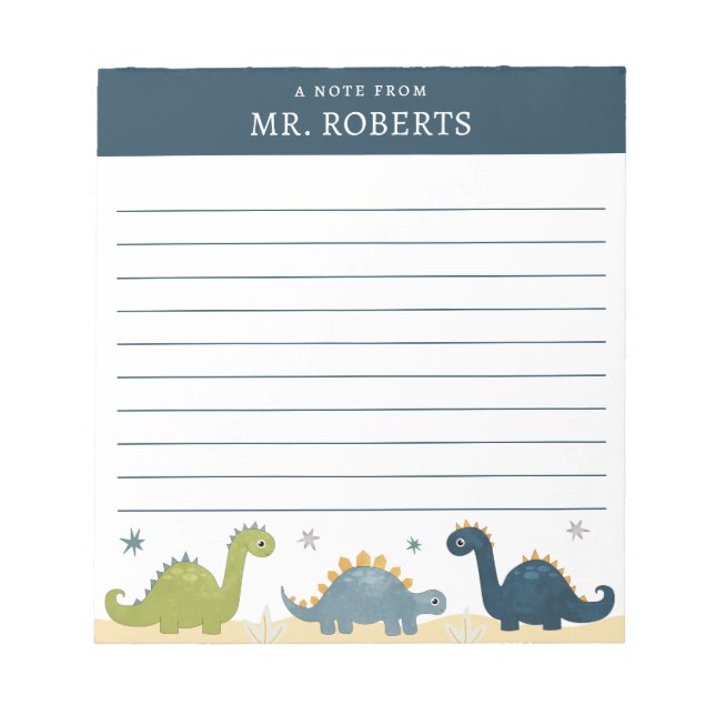 Aquarelle Dinosaures Science Enseignant Bloc-notes (Devant)