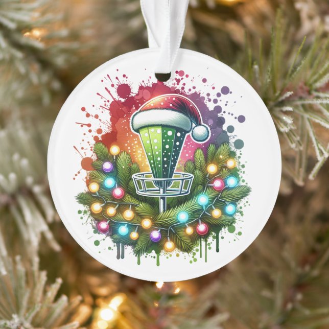 Aquarelle Disque Golf Thème Noël Personnalisé (Arbre)