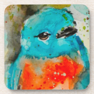 Aquarelle d'oiseau unique dessous de verre en plas