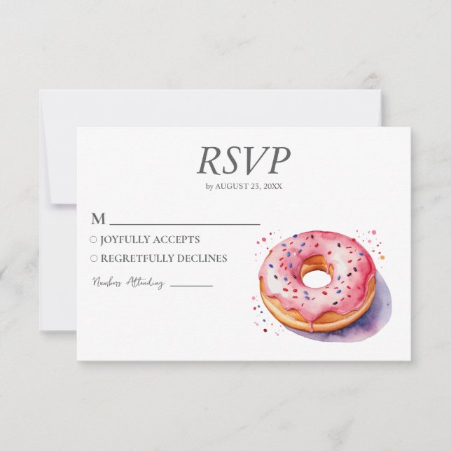 Aquarelle Donut RSVP Card Mariage Doughnut douce (Devant)