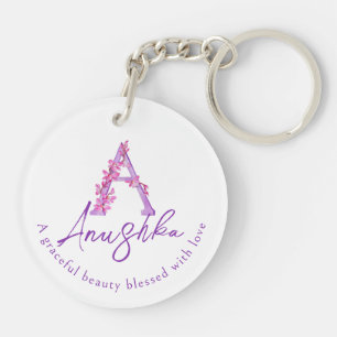 Aquarelle d'orchidée Un monogramme Anushka nom sig