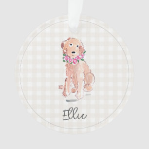 Aquarelle Doré Doodle Fleurs de chien NOM