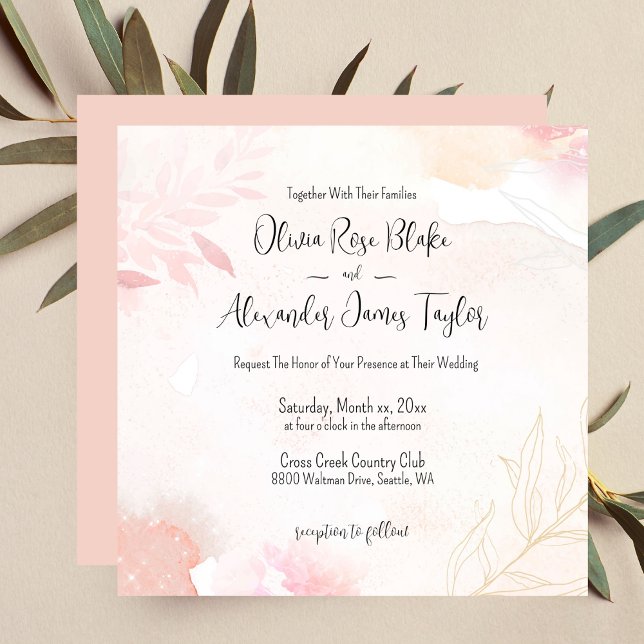 Aquarelle douce Faire-part de mariage florale (Soft Watercolor Blush Floral Wedding Invitation)