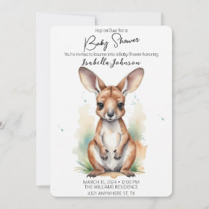 Aquarelle douce Kangaroo Baby shower Invitation