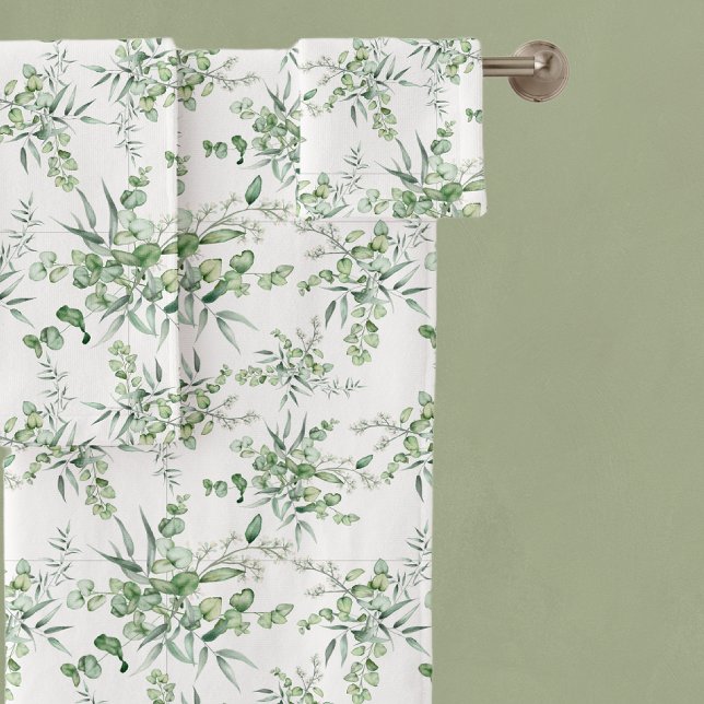 Aquarelle douce Vert Feuille Ensemble de serviette (Créateur téléchargé)