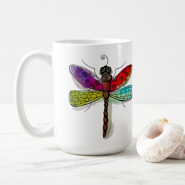 Aquarelle Dragonfly Coffee Mug (Avec donut)