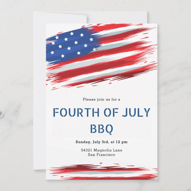 Aquarelle drapeau américain 4 juillet Invitations (Devant)