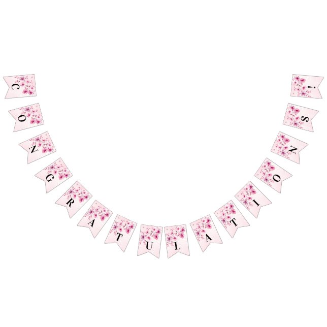 Aquarelle Drapeau de jonction de fleurs roses (Tout)