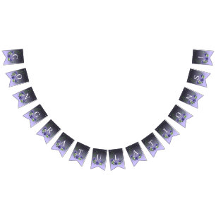 Aquarelle Drapeau de jonction de fleurs violettes