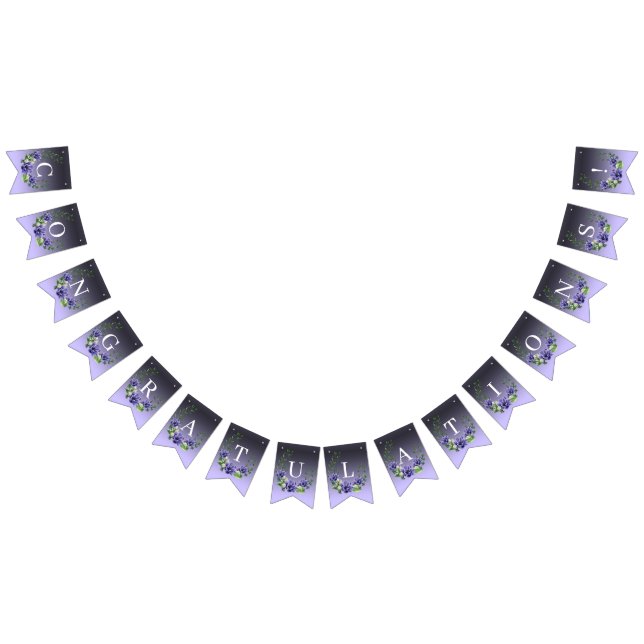 Aquarelle Drapeau de jonction de fleurs violettes (Tout)