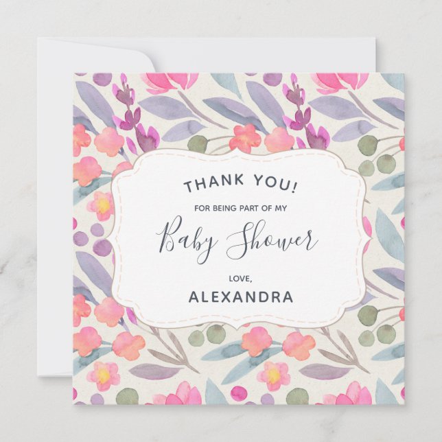 Aquarelle Dreamy Floral | MERCI BABY SHOWER (Devant)