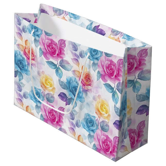 Aquarelle Dreamy Rose Grand sac cadeau (Devant Angle)