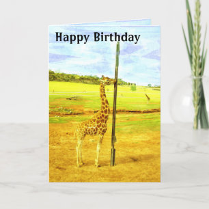 Aquarelle drôle Giraffe, Carte Anniversaire,
