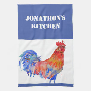 Aquarelle du bon matin Rooster rouge Serviette de 