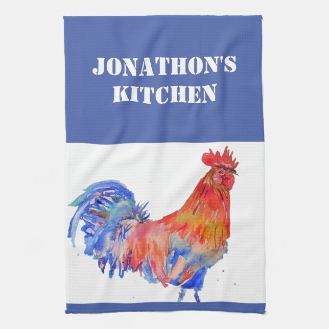 Aquarelle du bon matin Rooster rouge Serviette de  (Vertical)