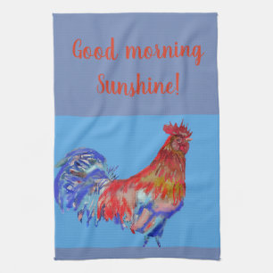 Aquarelle du bon matin Rooster rouge Serviette de 